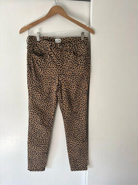 J.Crew Toothpick Jean in Leopard Dot Skinny Jeans Brown & Black Waist 27